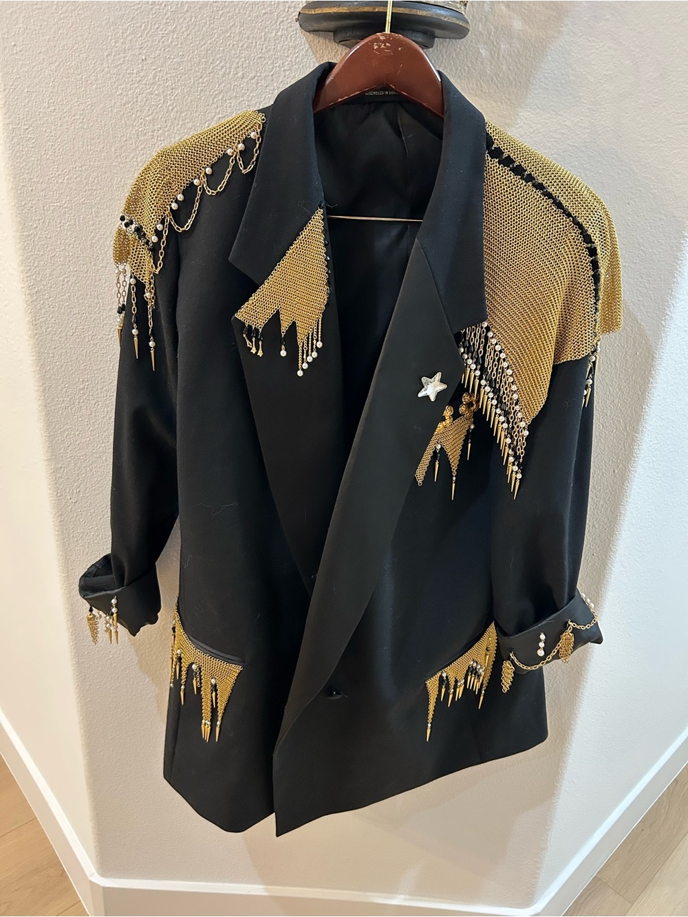 Women’s Ferrera Black Blazer With Added Hand Made Jewels Added